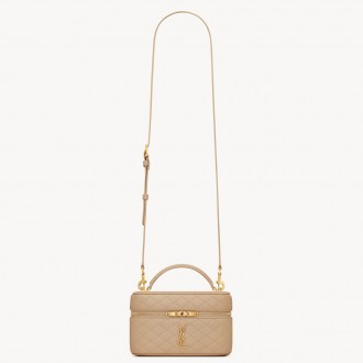 Saint Laurent Gaby Mini Vanity Bag in Beige Lambskin