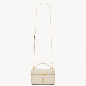 Saint Laurent Gaby Mini Vanity Bag in White Lambskin