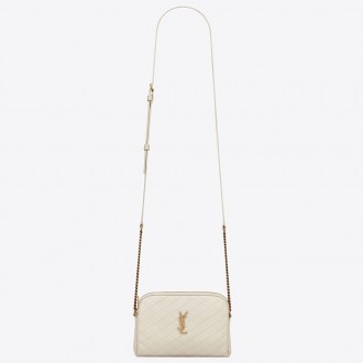 Saint Laurent Gaby Zipped Pouch in White Quilted Lambskin