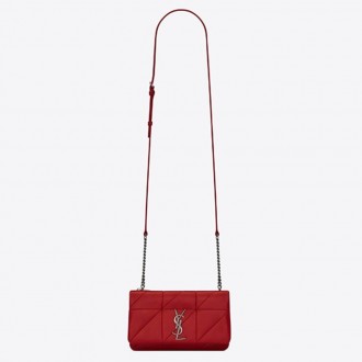 Saint Laurent Jamie Chain Wallet In Red Patchwork Lambskin Saint Laurent Jamie Chain Wallet In Red Patchwork Lambskin