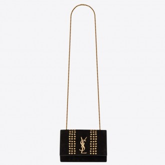 Saint Laurent Kate Small Bag In Black Suede With Star Studs Saint Laurent Kate Small Bag In Black Suede With Star Studs