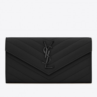 Saint Laurent Large Monogram Flap All Black Wallet Saint Laurent Large Monogram Flap All Black Wallet