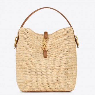 Saint Laurent Le 37 Bucket Bag in Natural Woven Raffia Saint Laurent Le 37 Bucket Bag in Natural Woven Raffia