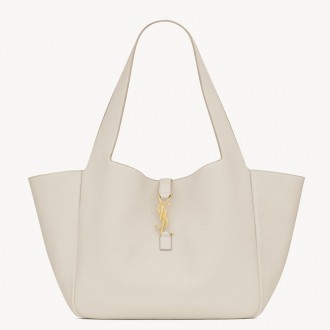 Saint Laurent LE 5 A 7 Bea Tote Bag in White Grained Leather Saint Laurent LE 5 A 7 Bea Tote Bag in White Grained Leather