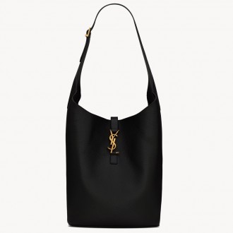 Saint Laurent Le 5 A 7 Hobo Bag in Black Grained Leather Saint Laurent Le 5 A 7 Hobo Bag in Black Grained Leather