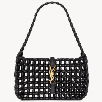 Saint Laurent Le 5 A 7 Hobo Bag in Black Wood Beads Saint Laurent Le 5 A 7 Hobo Bag in Black Wood Beads