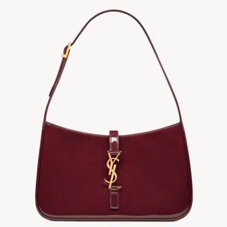 Saint Laurent Le 5 A 7 Hobo Bag in Bordeaux Patent Calfskin Saint Laurent Le 5 A 7 Hobo Bag in Bordeaux Patent Calfskin