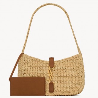 Saint Laurent Le 5 A 7 Hobo Mini Bag in Natural Raffia Saint Laurent Le 5 A 7 Hobo Mini Bag in Natural Raffia