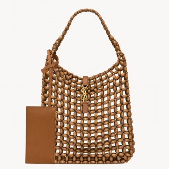 Saint Laurent Le 5 A 7 Large Bag in Brown Wood Beads Saint Laurent Le 5 A 7 Large Bag in Brown Wood Beads