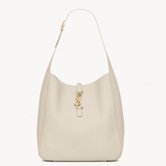Saint Laurent Le 5 A 7 Soft Large Shoulder Bag in White Leather Saint Laurent Le 5 A 7 Soft Large Shoulder Bag in White Leather