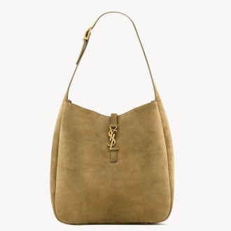 Saint Laurent Le 5 A 7 Supple Large Hobo Bag in Green Suede Leather Saint Laurent Le 5 A 7 Supple Large Hobo Bag in Green Suede Leather