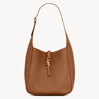 Saint Laurent Le 5 A 7 Supple Small Hobo Bag in Brown Leather Saint Laurent Le 5 A 7 Supple Small Hobo Bag in Brown Leather