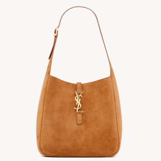 Saint Laurent Le 5 A 7 Supple Small Hobo Bag in Brown Suede Leather Saint Laurent Le 5 A 7 Supple Small Hobo Bag in Brown Suede Leather