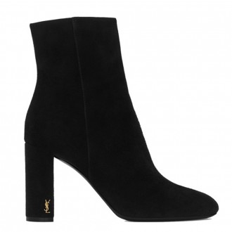 Saint Laurent LouLou 95 Zipped Ankle Boot In Black Suede Saint Laurent LouLou 95 Zipped Ankle Boot In Black Suede