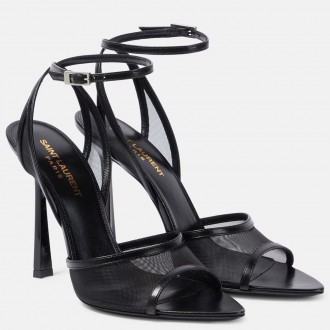 Saint Laurent Missy Sandals 110mm in Black Mesh Saint Laurent Missy Sandals 110mm in Black Mesh