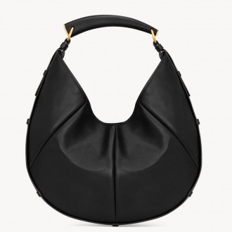 Saint Laurent Mombasa Medium Hobo Bag in Black Leather