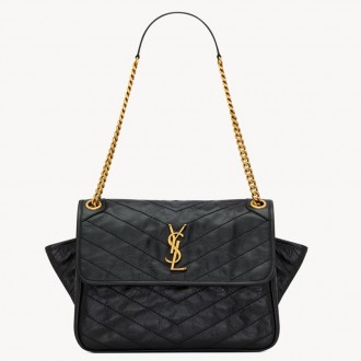 Saint Laurent Niki Tripouch Bag in Black Vintage Leather