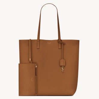 Saint Laurent North/South Shopping Bag in Brown Calfskin