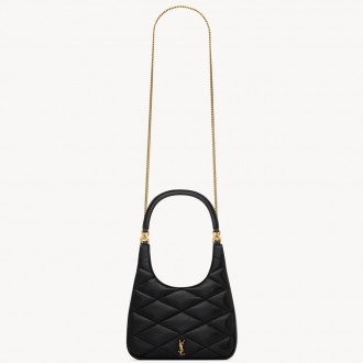Saint Laurent Sade Hobo Bag in Black Leather