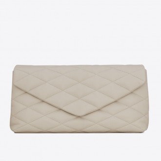 Saint Laurent Sade Puffer Envelope Clutch In White Lambskin