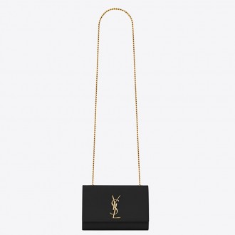 Saint Laurent Small Kate Bag In Black Grained Leather