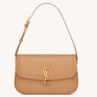 Saint Laurent Solferino Small Shoulder Bag in Light Hazelnut Box Calfskin