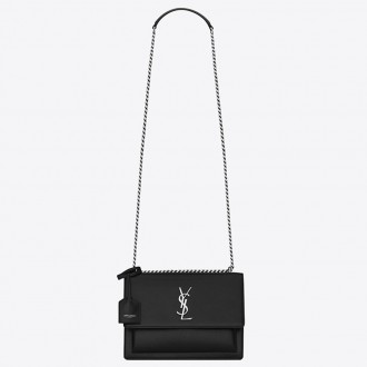 Saint Laurent Sunset Medium Bag In Noir Calfskin Saint Laurent Sunset Medium Bag In Noir Calfskin