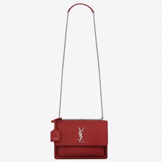 Saint Laurent Sunset Medium Bag In Red Calfskin Saint Laurent Sunset Medium Bag In Red Calfskin