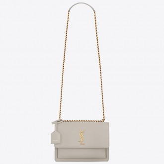 Saint Laurent Sunset Medium Bag In White Calfskin Saint Laurent Sunset Medium Bag In White Calfskin