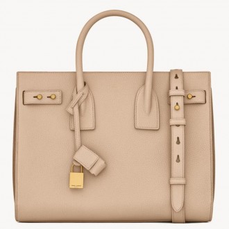 Saint Laurent Supple Sac De Jour Small Bag in Beige Grained Leather Saint Laurent Supple Sac De Jour Small Bag in Beige Grained Leather