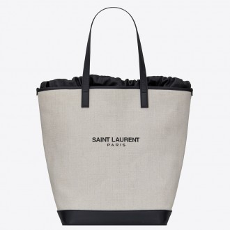 Saint Laurent Teddy Shopping Bag In Linen Canvas Saint Laurent Teddy Shopping Bag In Linen Canvas