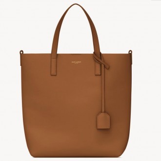 Saint Laurent Toy North/South Shopping Bag in Brown Calfskin
