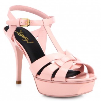 Saint Laurent Tribute Sandals In Pink Patent Leather Saint Laurent Tribute Sandals In Pink Patent Leather