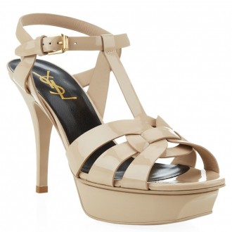 Saint Laurent Tribute Sandals In Powder Patent Leather Saint Laurent Tribute Sandals In Powder Patent Leather
