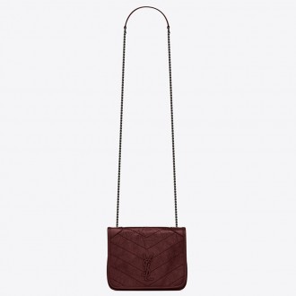 Saint Laurent WOC Niki Chain Wallet In Bordeaux Crinkled Leather Saint Laurent WOC Niki Chain Wallet In Bordeaux Crinkled Leather