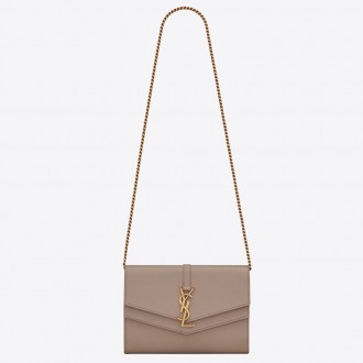 Saint Laurent WOC Sulpice Chain Wallet In Beige Calfskin Saint Laurent WOC Sulpice Chain Wallet In Beige Calfskin