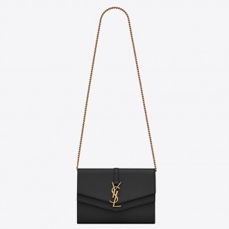 Saint Laurent WOC Sulpice Chain Wallet In Black Calfskin Saint Laurent WOC Sulpice Chain Wallet In Black Calfskin