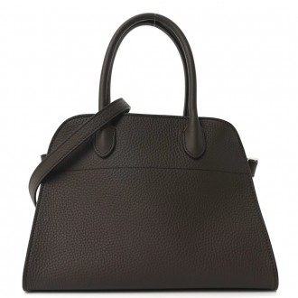 The Row Margaux 10 Top Handle Bag in Chocolate Grained Leather