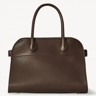 The Row Margaux 10 Top Handle Bag in Chocolate Leather