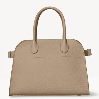 The Row Margaux 10 Top Handle Bag in Sand Grained Leather