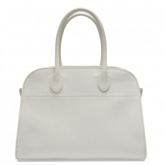 The Row Margaux 10 Top Handle Bag in White Grained Leather