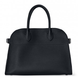 The Row Margaux 12 Top Handle Bag in Black Grained Leather