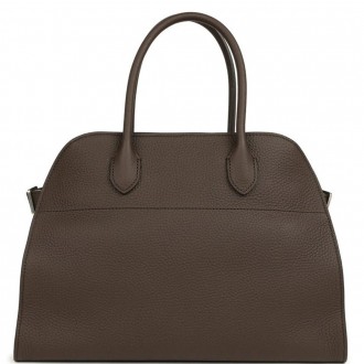 The Row Margaux 12 Top Handle Bag in Chocolate Grained Leather