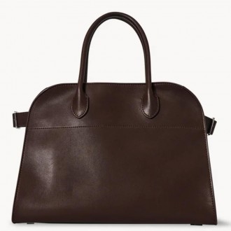 The Row Margaux 12 Top Handle Bag in Chocolate Leather