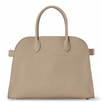 The Row Margaux 12 Top Handle Bag in Sand Grained Leather