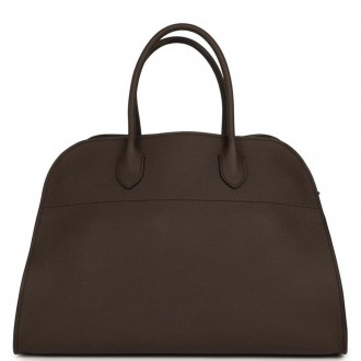 The Row Margaux 15 Top Handle Bag in Chocolate Grained Leather