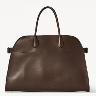 The Row Margaux 15 Top Handle Bag in Chocolate Leather