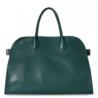 The Row Margaux 15 Top Handle Bag in Green Leather