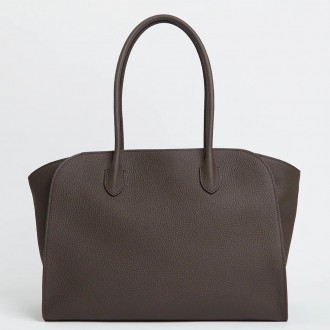 The Row Marlo 12 Bag in Dark Brown Grained Leather