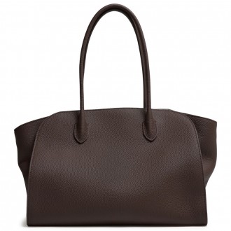 The Row Marlo 14 Bag in Dark Brown Grained Leather